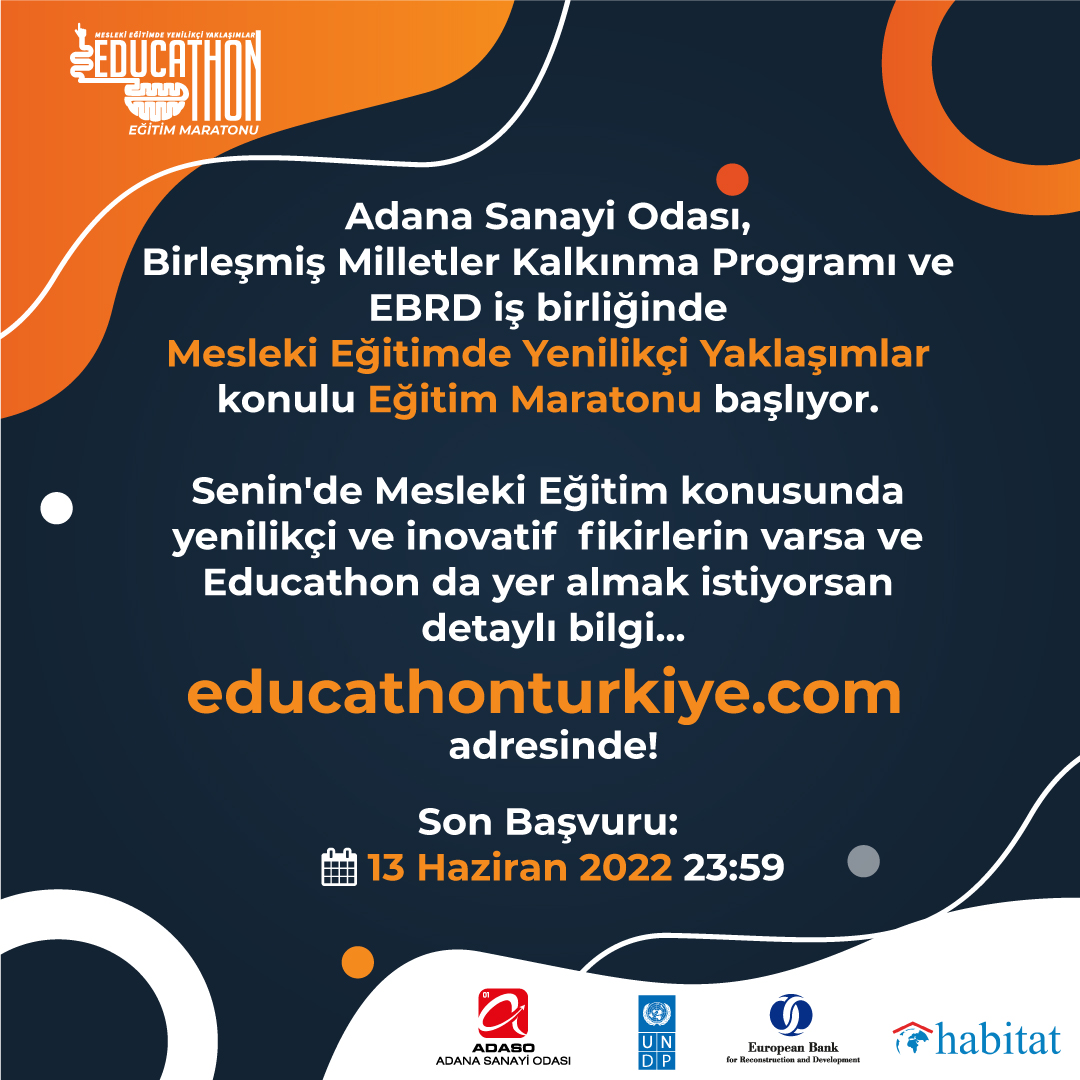 Mesleki eğitimde fark yaratacak fikirleriniz mi var?  
"Mesleki Eğitimde Yenilikçi Yaklaşımlar" maratonuna katılın, fikirleriniz yeni nesil uygulamalar arasında hayat bulsun!
📅Son Başvuru:13 Haziran 2022
🎯Detaylı Bilgi👉educathonturkiye.com <a href="/undpturkiye/">UNDP Türkiye 🇹🇷</a> <a href="/EBRD/">The EBRD</a> <a href="/habitatdernegi/">Habitat Derneği</a>