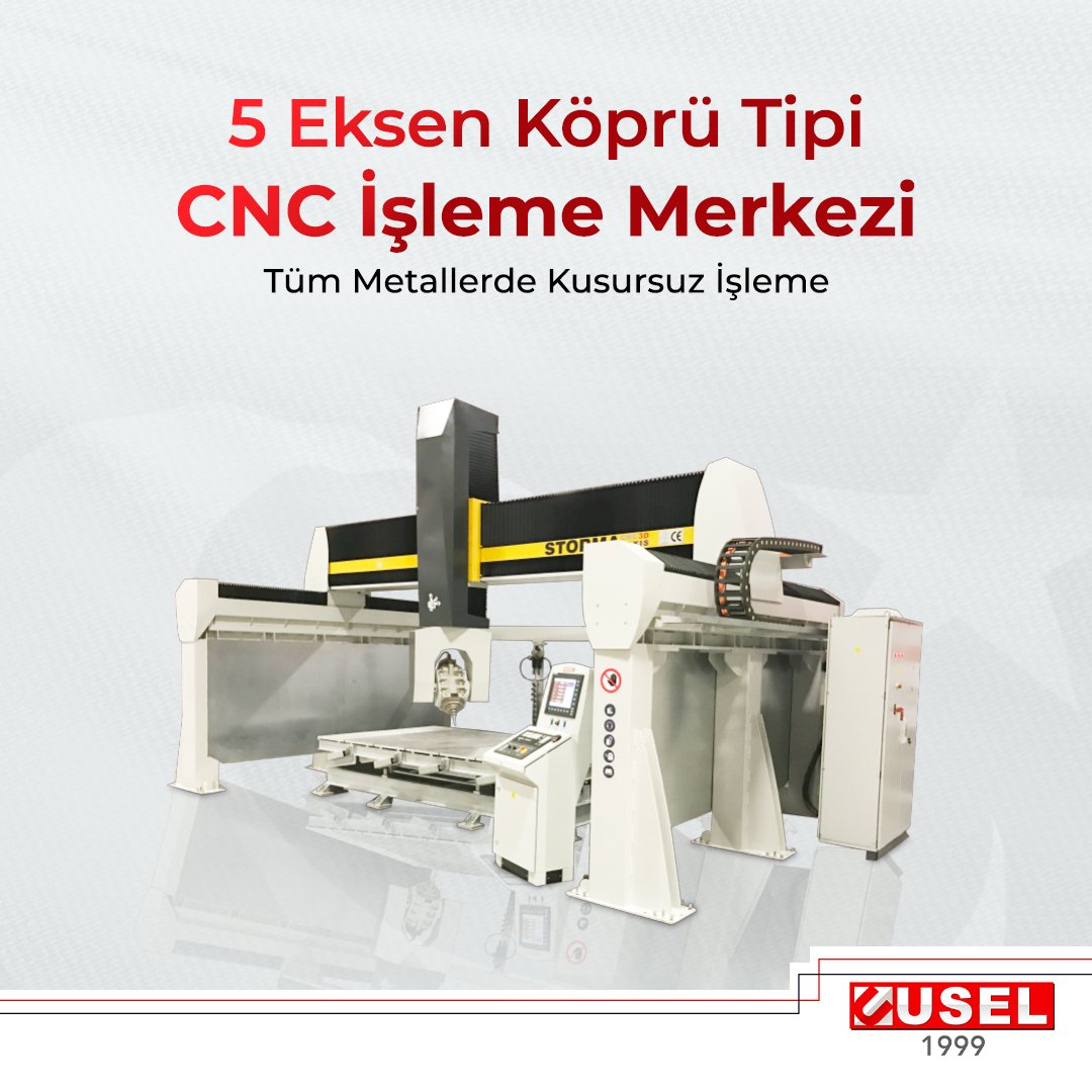 uselmakina's tweet image. #Köprükesme ve 3 boyutlu blok işleme yeteneğini bir arada sunan 5 Eksen Köprü Tipi CNC İşleme Merkezi, tüm metal işleme süreçlerini 0.01 mm ile yüksek hassasiyette ve titreşimsiz bir şekilde gerçekleştiriyor. 🙌🏻

#USELMakina #CNC5axis #KöprüKesmeMakinesi #CNC #CncMakinesi
