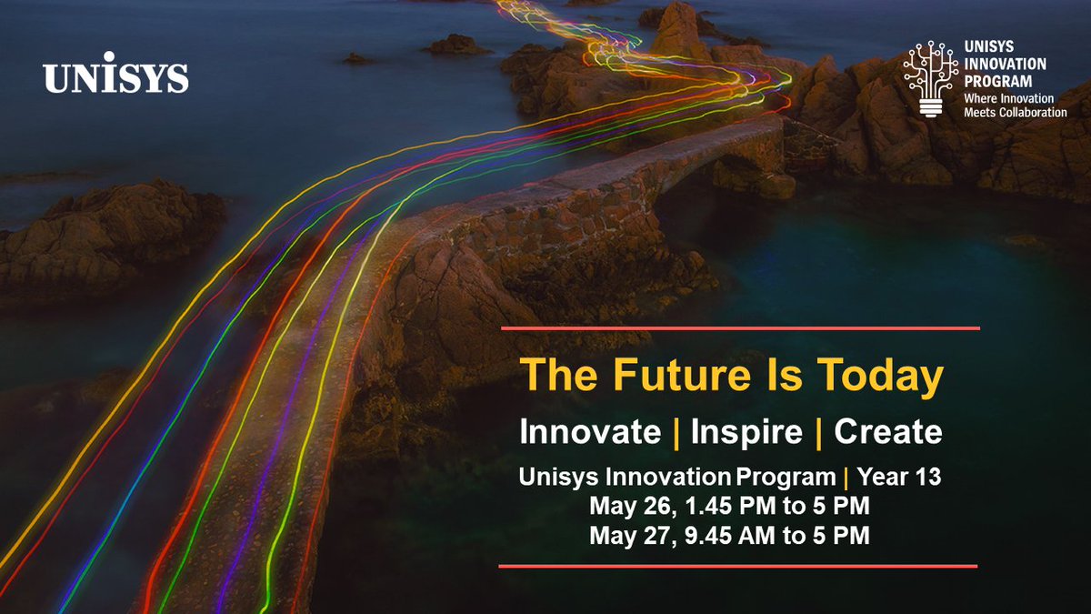 UnisysIndia's tweet photo. Join us for The #UnisysInnovationProgram (UIP) finals. For the May 26th session click here: https://t.co/VPUkpNakPh| Join the May 27th session here: https://t.co/Xax5tuyDub| For the winners’ announcement on May 27th join here: https://t.co/GDI63RtbTX

#Engineering #Technology https://t.co/WseKLWkbmU