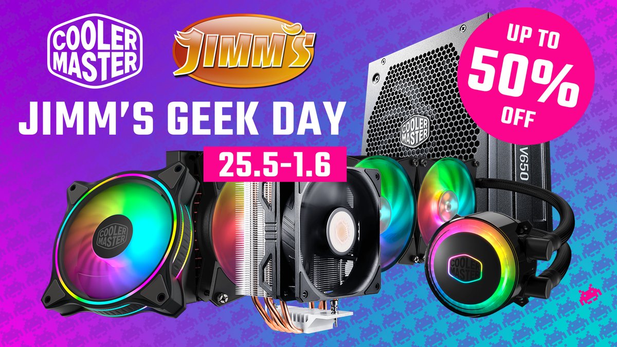 CoolerMasterND's tweet photo. Discounts are on like Donkey Kong at @Jimms_fi Geek Day! Up to 50% OFF on computer components 🤑📉
https://t.co/uhQgyg1CcU
#coolermaster #makeityours #jimmspc https://t.co/KQVKTsQs9p