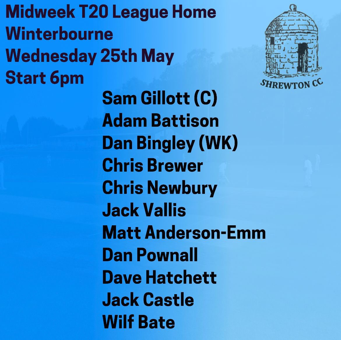 ShrewtonCC's tweet photo. Tonightβs midweek T20 against @WinterbourneCC starts at 6pm down at The Rec. Fingers crossed π€πΌ the rain stays away! π #weareshrewton https://t.co/b760uqWLOf