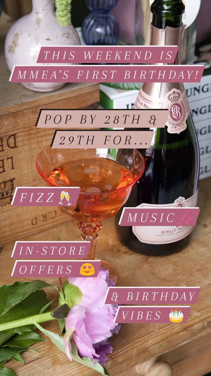 This weekend is Mmea's first birthday. Do pop in, Saturday or Sunday, &amp; join us for a glass of fizz &amp; other treats. 🎉

Thank you for supporting us!

Please spread the word!

#SE23 #SE4 #ForestHill #Brockley #HonorOak #CroftonPark