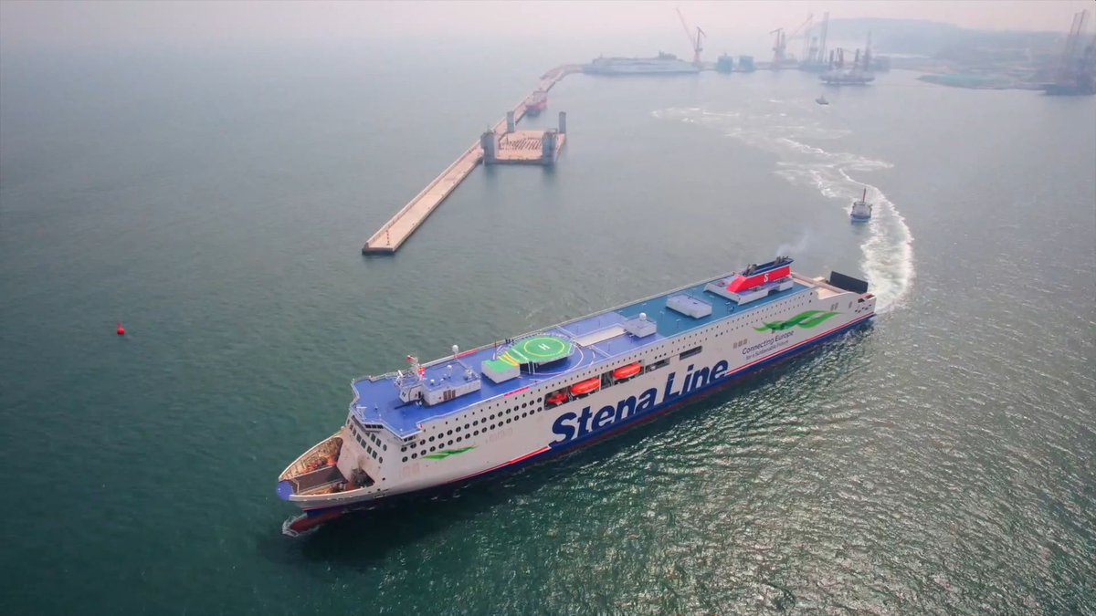 StenaLine's tweet photo. The new E-Flexer has been delivered to Stena Line! This 240 m ferry will carry the name of Stena Estelle and since this summer will operate on Gdynia-Karlskrona route. #stenaline #eflexer #stenaestelle https://t.co/AN9KyiQbH9