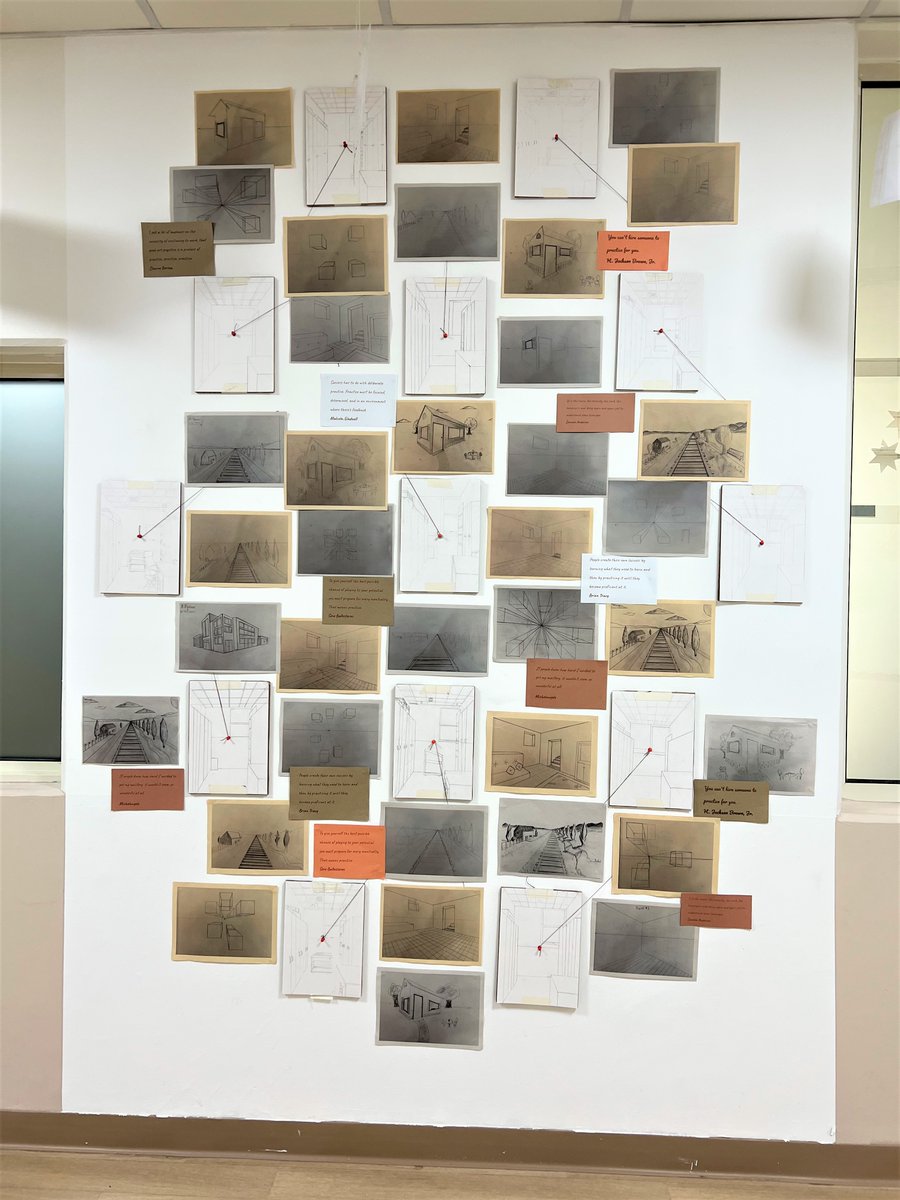 AIS_VisualArts's tweet photo. Year 9 visual art students in action practicing their perspective drawing. The display in the science corridor, showcases all the practice that goes towards learning how to draw. #AISGrade9 #AISJrSecondary #AISVisualArts https://t.co/JMzatGbJqE