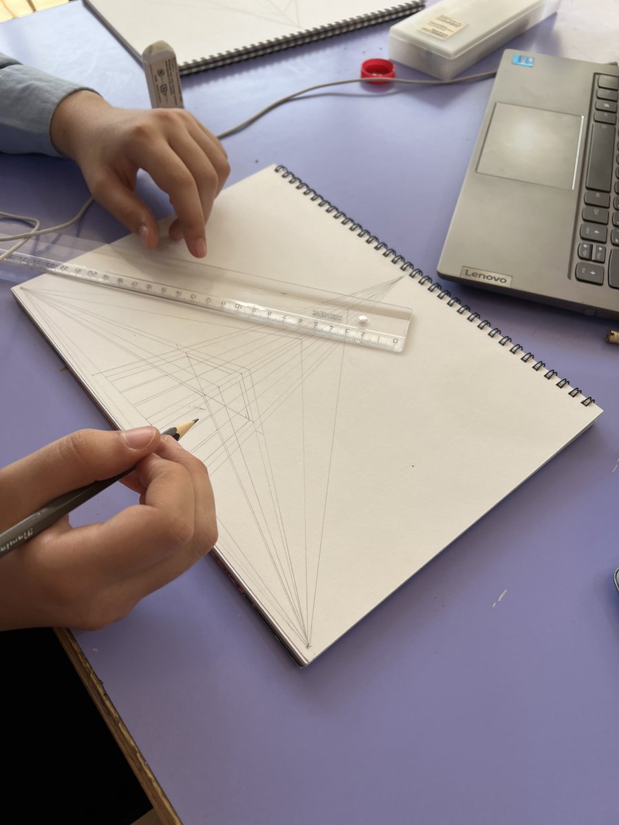 AIS_VisualArts's tweet photo. Year 9 visual art students in action practicing their perspective drawing. The display in the science corridor, showcases all the practice that goes towards learning how to draw. #AISGrade9 #AISJrSecondary #AISVisualArts https://t.co/JMzatGbJqE