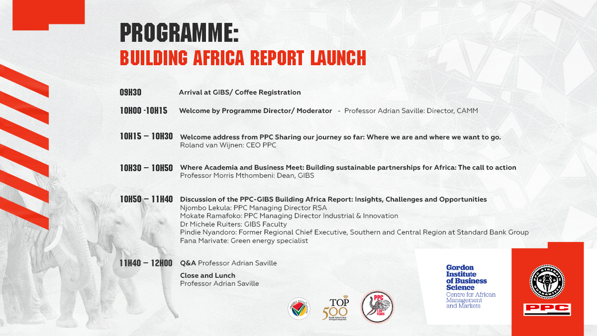 Follow today’s proceedings online on all our platforms using the hashtag #BuildingAfricaReport Download the document by clicking this link: ppc.africa/sustainability… and send your questions for the panel in the comments below or by making use of the hashtag.