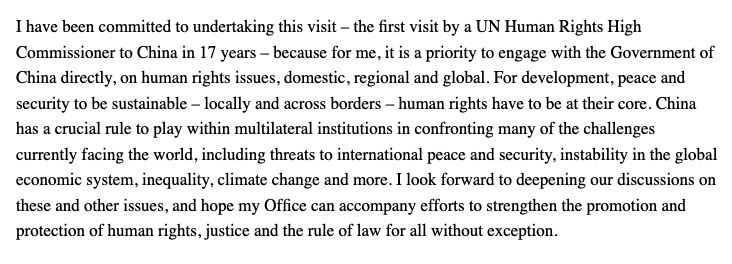 Chinese state media readout of what Bachelet told Xi vs OHCHR transcript of what Bachelet told Xi