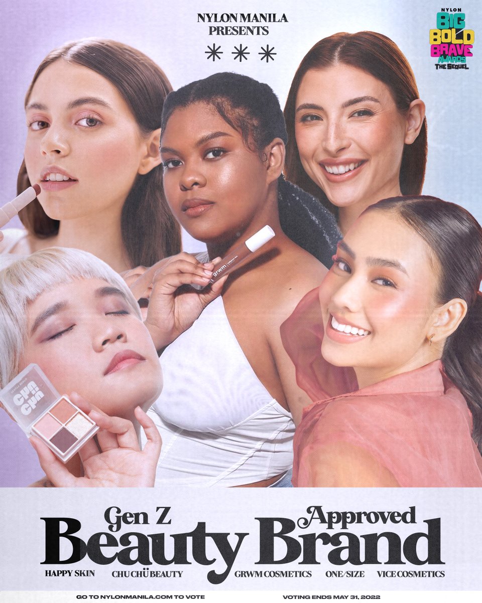 Vote for your Gen-Z Approved Beauty Brand now: onemega.co/GenZApprovedBe…

<a href="/vicecosmeticsph/">Vice Cosmetics</a> <a href="/OneSizeBeauty/">ONE/SIZE Beauty</a> <a href="/happyskin_ph/">Happy Skin Cosmetics</a> #ChuChüBeauty #GRWMCosmetics

#NYLONBBBAwards