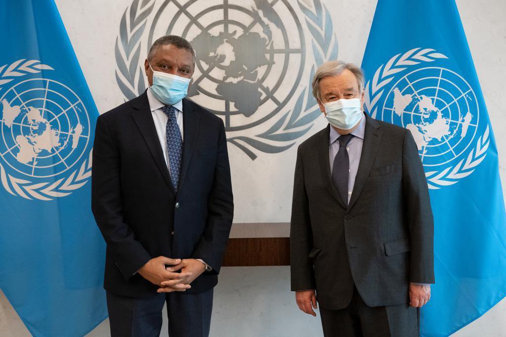 enega's tweet photo. The Regional Director for Africa of the @UN Development Coordination Office met with @AntonioGuterres. @Hillo_El presented the work of Resident Coordinators &amp; UNCTs  in #Africa &amp; UNDCO strategic support to scale up implementation of  #GlobalGoals #Agenda2063 https://t.co/c9PHZHXY7b