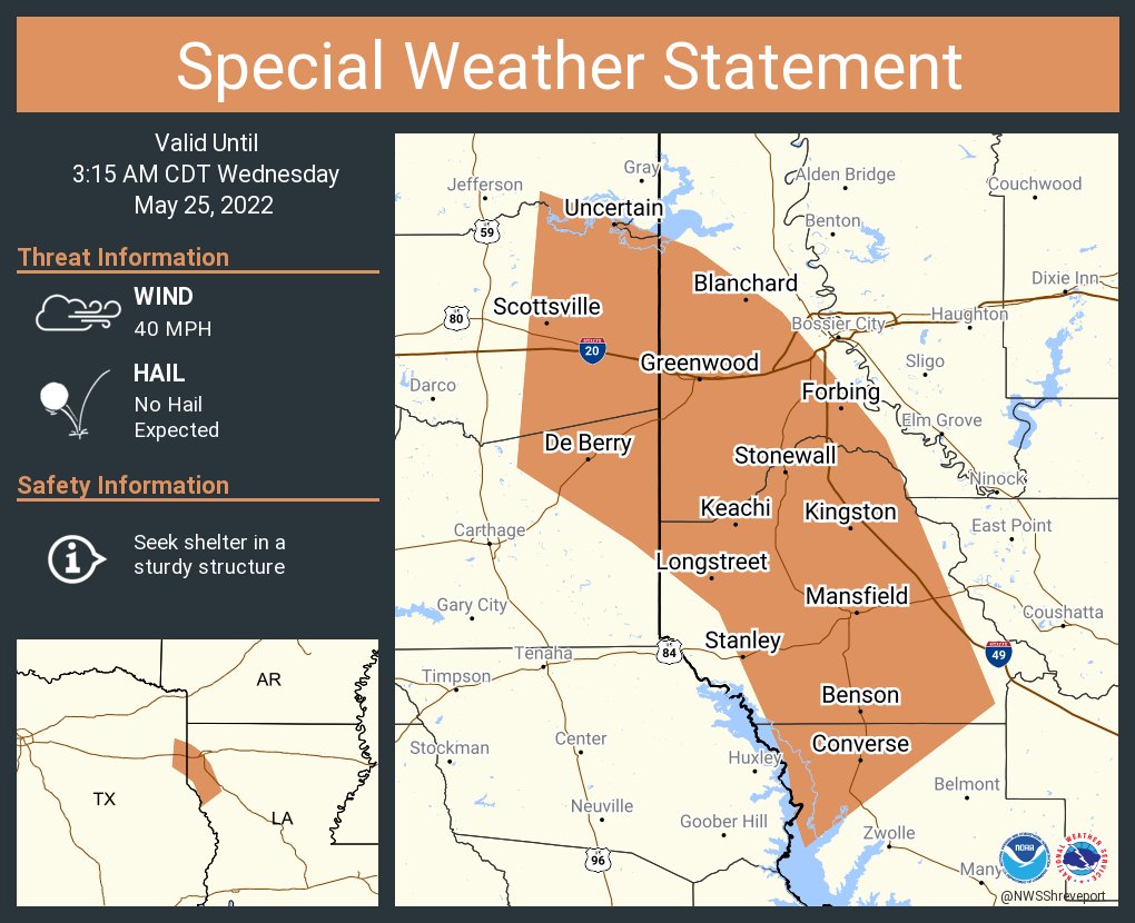 NWS Shreveport on Twitter "A special weather statement has been issued