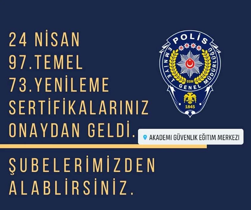Sizleri Şubelerimize Bekliyoruz. Kursiyerlerimizi Tebrik Ederiz. #akademigüvenlik