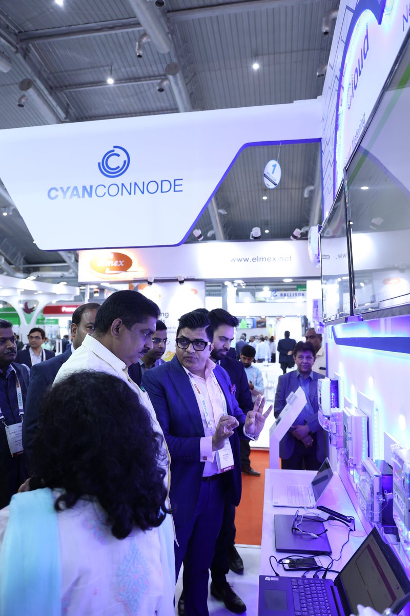 CyanConnode_Ind's tweet image. Hon&apos;ble Min of Home &amp;amp; Electricity, #Puducherry, Shri @ANamassivayam inaugurated the @Cyanconnode stall in #DistribuElec. The leadership team walked him through its award winning &amp;amp; highly successful Omnimesh RF communication solution for Smart Metering, leaving him quite impressed