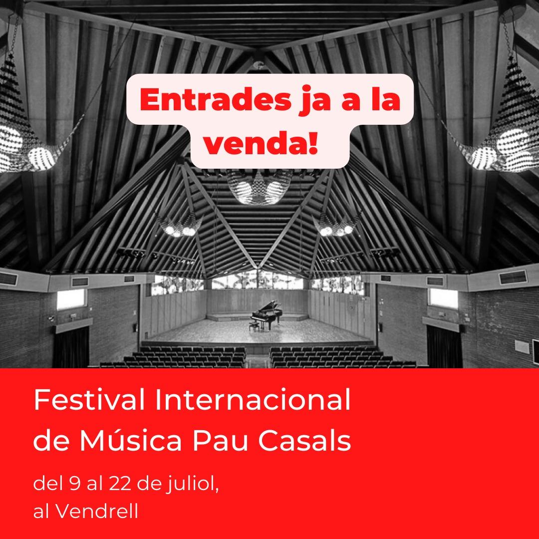 Fundació Pau Casals (@paucasals_fund) on Twitter photo Les entrades per al Festival Internacional de Música Pau Casals ja estan a la venda! ✨
Us animem a triar i remenar el programa de concert, que enguany gira al voltant de la relació de #PauCasals i el Vendrell!
📌 Podeu fer-ho a través del web de l' <a href="/auditoripcasals/">Auditori Pau Casals</a>! Les entrades per al Festival Internacional de Música Pau Casals ja estan a la venda! ✨
Us animem a triar i remenar el programa de concert, que enguany gira al voltant de la relació de #PauCasals i el Vendrell!
📌 Podeu fer-ho a través del web de l' <a href="/auditoripcasals/">Auditori Pau Casals</a>!