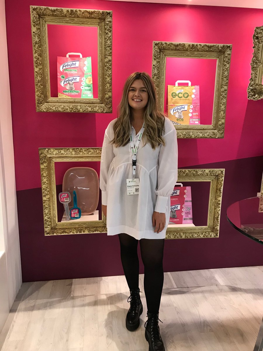 Day two <a href="/Interzoo_fair/">Interzoo Trade Fair</a> Brogan Goldsworthy, junior brand manager <a href="/PetsChoiceLtd/">Pets Choice Ltd</a> welcomes buyers at the entrance to Hall 9 with new eco Felight products <a href="/BobMartinPets/">Bob Martin Pets</a> stand 9-601a
