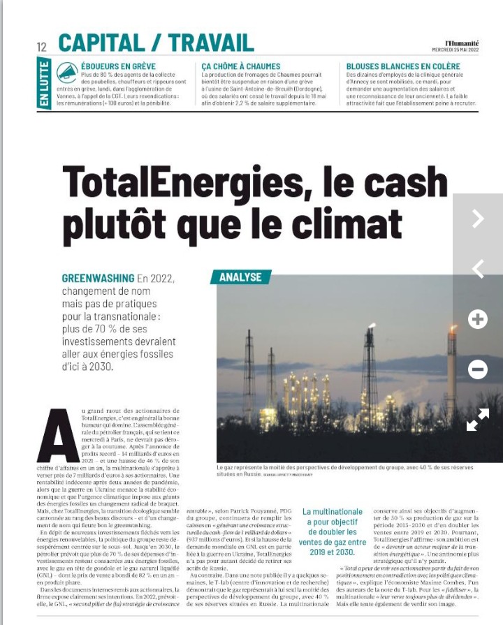 transfolab's tweet photo. La note du @transfolab sur la présence de @TotalEnergies en Russie mentionnée dans cet article de @humanite_fr : "le gaz représentait, à lui seul la moitié des perspectives de développement du groupe, avec 40 % de ses réserves situées en Russie"
Article de @mariondallard https://t.co/sizVxxy7B1