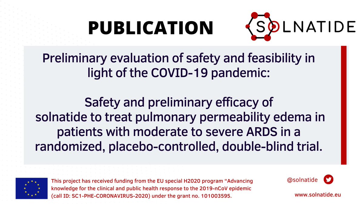 NEW SOLNATIDE PUBLICATION!
First results on safety and efficacy!
solnatide.eu/news-media/pub…

#clinicaltrials #lungdisease #ARDS #peptide #COVID19 
@LMU_Uniklinikum #opis #apeptico  <a href="/RTDS_Group/">RTDS Group</a> <a href="/BCNPeptides/">BCN Peptides</a>