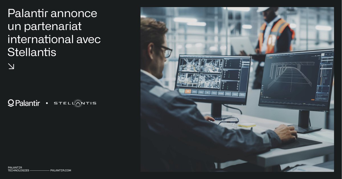 Palantir_FR's tweet photo. .@Stellantis va déployer #Palantir Foundry à travers ses marques, ses services et ses sites de production afin d'accélérer sa transformation numérique vers une entreprise de #mobility tech durable. Pour en savoir plus: https://t.co/LKprjPxFoR https://t.co/IrLIxQFORD