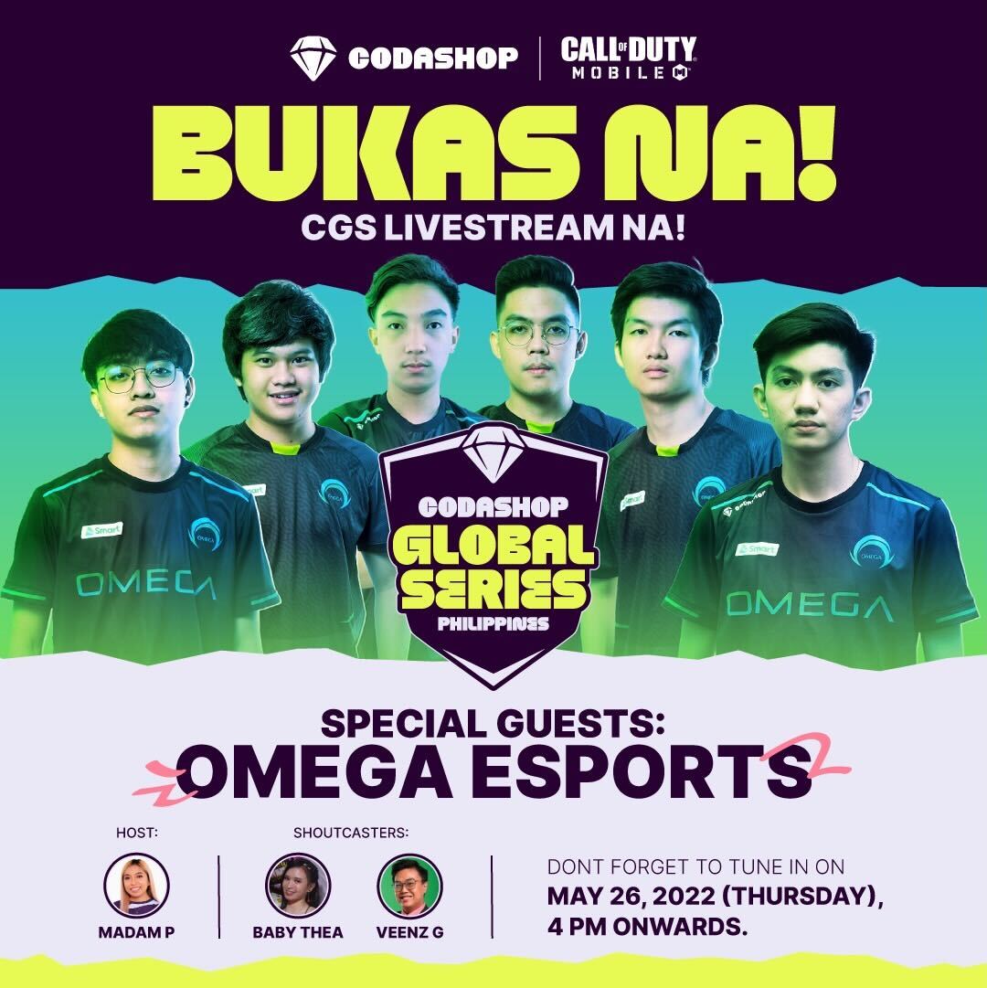 Codashop_ph's tweet photo. Excited na ba kayo? Dahil malalaman na natin kung sino ang tatanghaling champions ng #CGS18 PH!
Uulan ng mga magagaling pagdating sa #CODM dahil sasamahan din tayo ng mga naggwapuhan members ng Omega Esports!
See you mga ka-Coda!
#CodashopPH #CGS https://t.co/y45AyVKLpU