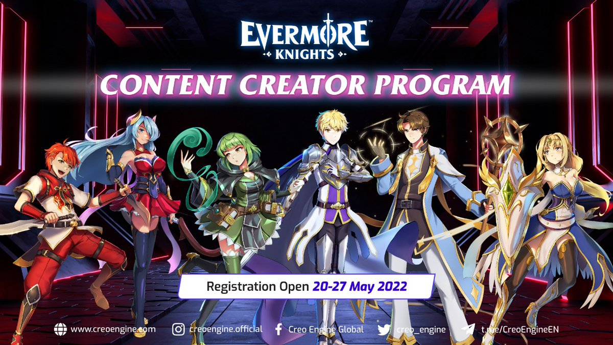 creo_engine's tweet photo. 📢Evermore Knights Content Creator Program! 

✅ Calling all content creators; The Evermore Knights Content Creator program is ending in 3 days so don't miss it! ⚔

Read the Medium below for details! 
https://t.co/RpFCwxJMEM

🚀 https://t.co/xknlM6EX4g