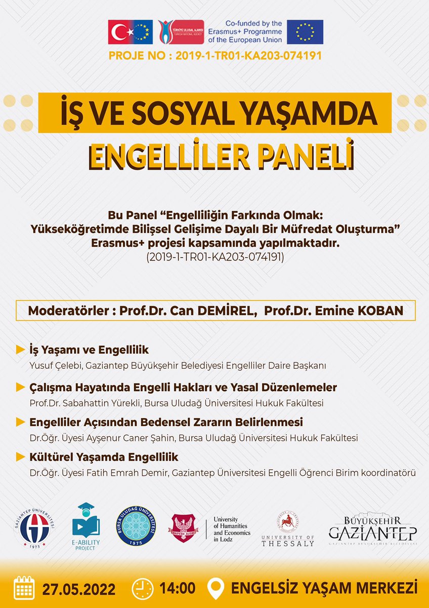 ''Bir araya gelmek bir başlangıçtır, birlikte kalmak ilerlemedir, birlikte çalışmak başarıdır.''

📣 İş ve Sosyal Yaşamda Engelliler Paneli’ne davetlisiniz! 

 Uzman görüşlerinin yanı sıra, iş ve sosyal yaşamdaki haklarınızı gözetmek istiyorsanız, bu panel tam size göre 🤗