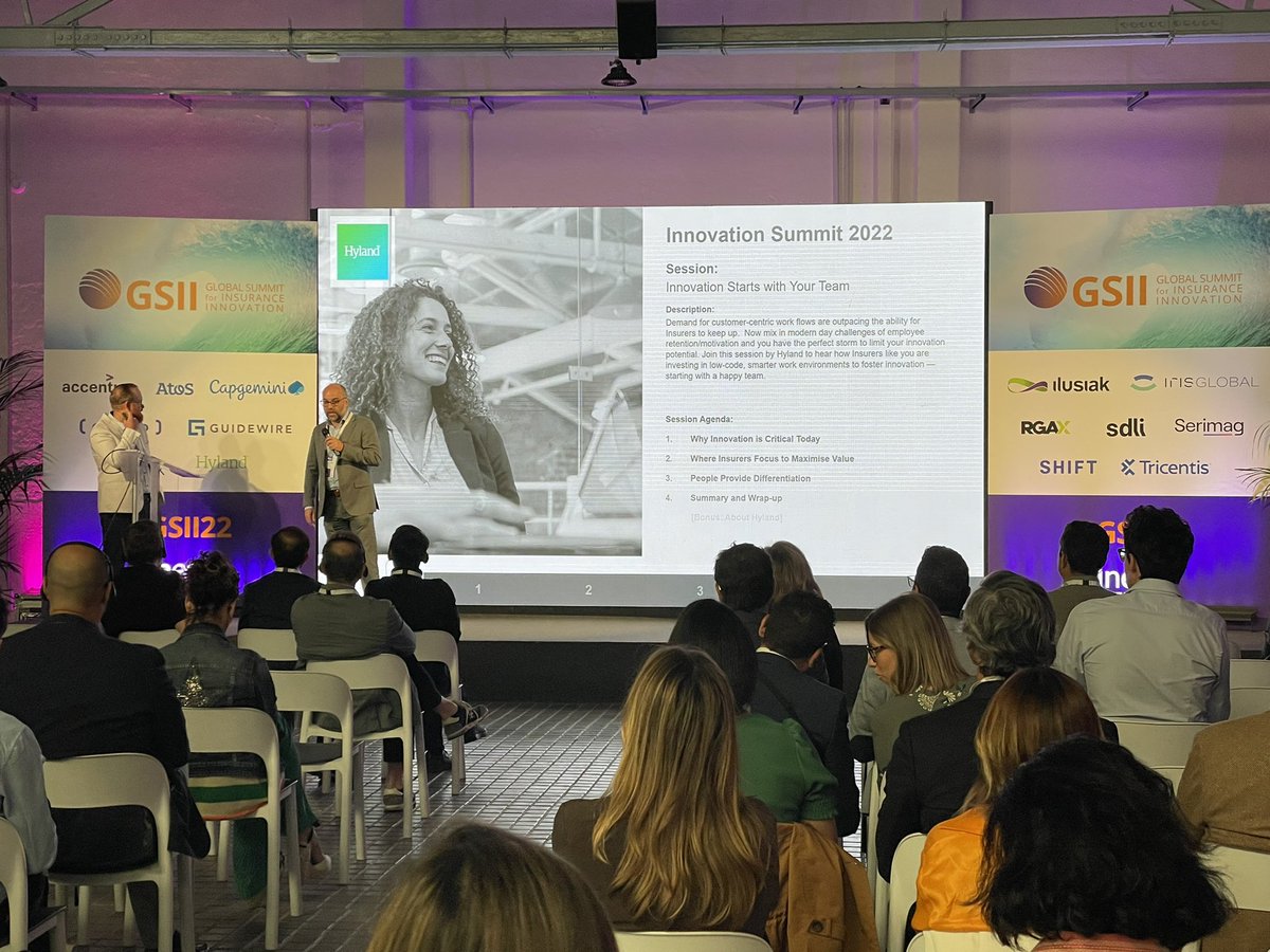 PGonzalezDuran's tweet photo. ¿Sabéis la importancia del ‘knowledge worker’? Sobre la importancia de preparar y retener al empleado como clave para empezar a innovar habla en el #GSII22 Kyle Blair, Hyland Global FSI Leader, y Carlos Rodríguez. Account Executive Hyland https://t.co/D3bDqXyqH7