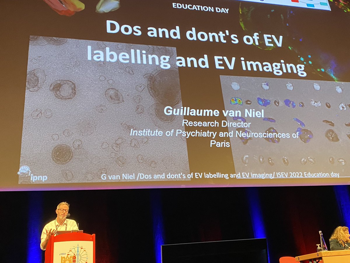 KennethWWitwer's tweet image. 3rd talk at the #ISEV2022 #EducationDay is from @guillaume_niel on #labeling and #imaging of #ExtracellularVesicles. Guillaume is also president of @French_Soc_EVs. @IsevOrg @IsevComms see also the recent publication from @frwkie and #ISEVImaging nature.com/articles/s4159…