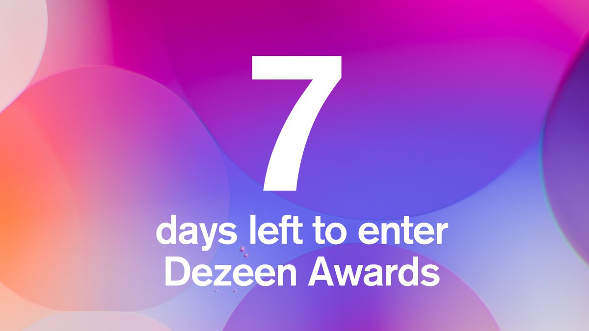 There are only 7 days left until entries close for Dezeen Awards 2022. Enter before midnight on 1 June!

Follow the link to sign in and submit your entry: dezeen.com/awards/signup/…
 
#dezeenawards #architecture #interiors #design