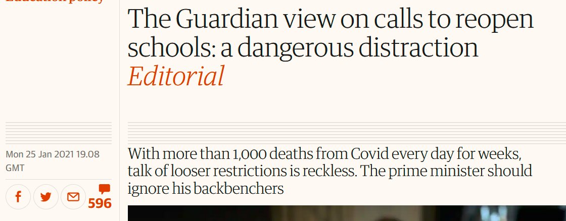 Just one reminder of the @guardian's contribution to the children's mental health crisis (25 January 2021): Calls to reopen schools are 'reckless' and 'a dangerous distraction' 2/2