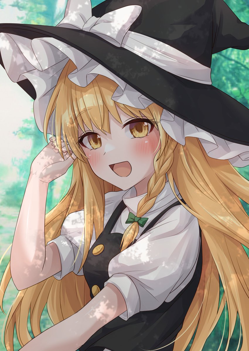 kirisame marisa 1girl hat solo witch hat blonde hair braid yellow eyes  illustration images