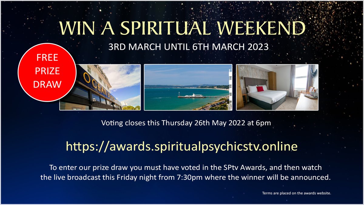 Only a few days left to vote:
awards.spiritualpsychicstv.online