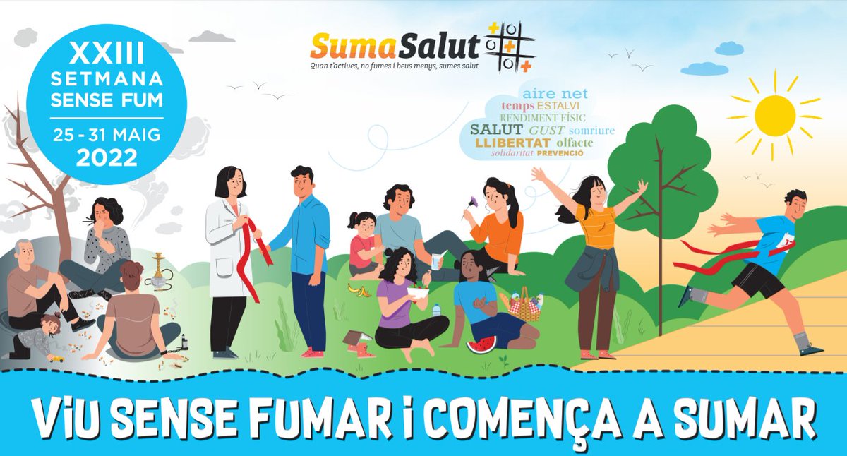 icscat's tweet photo. Amb el lema “Viu sense fumar🚬 i comença a sumar”, avui arrenca la XXIII Setmana sense Fum. Saps quant et gastes en tabac al cap de l'any? #ssfcat22 #SumaSalut @salutcat https://t.co/XavIzuBbzu