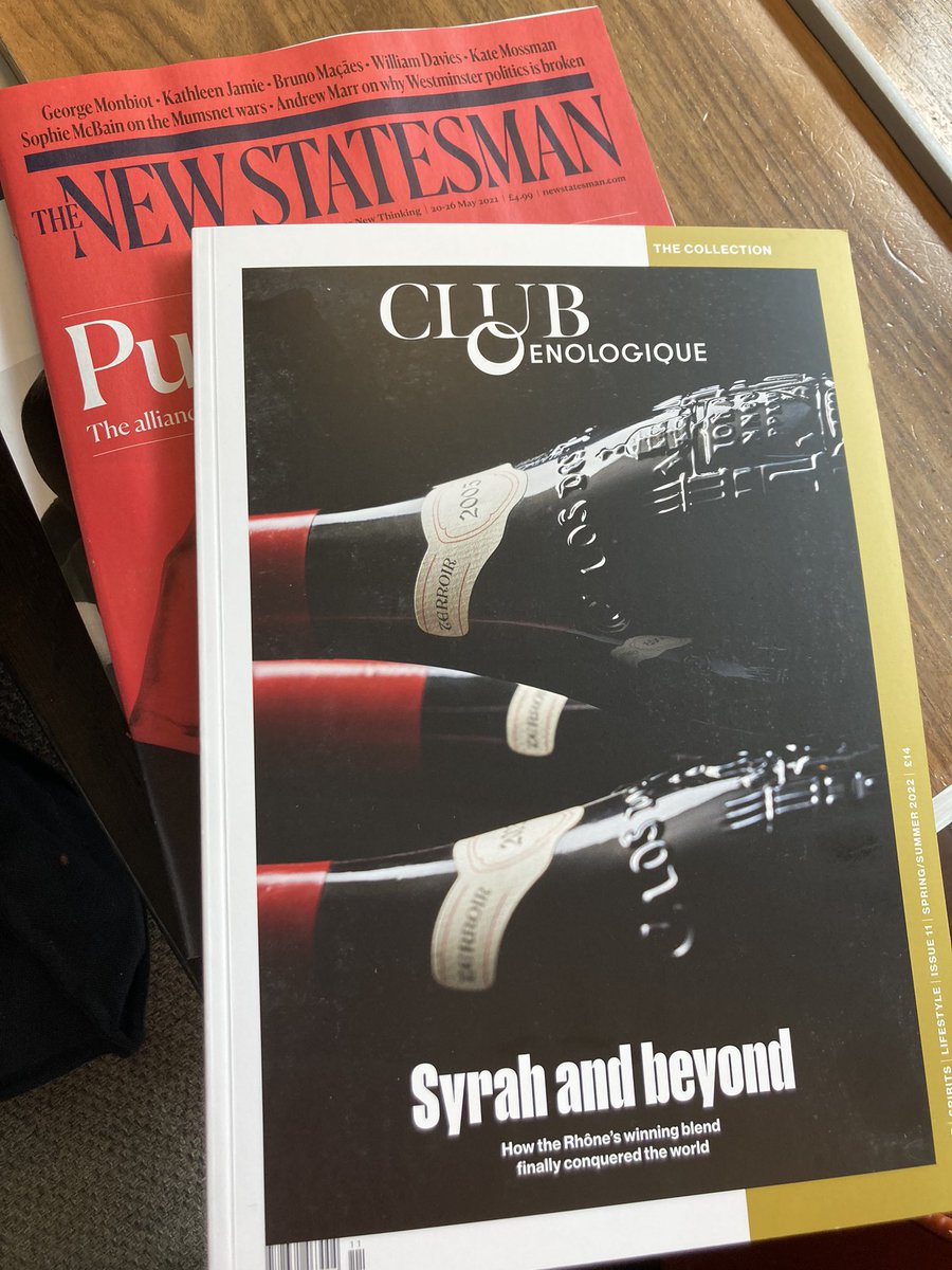 ninacaplan's tweet photo. Always nice to find these in @Eurostar lounge @NewStatesman @ClubOenologique #Travel #TrainReads #Wine https://t.co/z3khJGsBoA