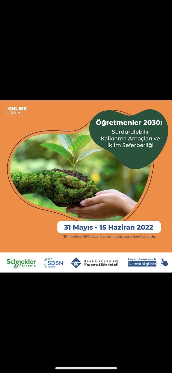 Kolaylaştırıcılarından biri olduğum “Öğretmenler 2030: Sürdürülebilir Kalkınma Amaçları ve İklim Seferberliği Eğitimi” 🌍 31 Mayıs - 15 Haziran 2022, toplam 21 saat #ögretmenegitimi #iklimdegişikliği #sürdürülebilirlik Kayıt linki: lnkd.in/dXfCceu5