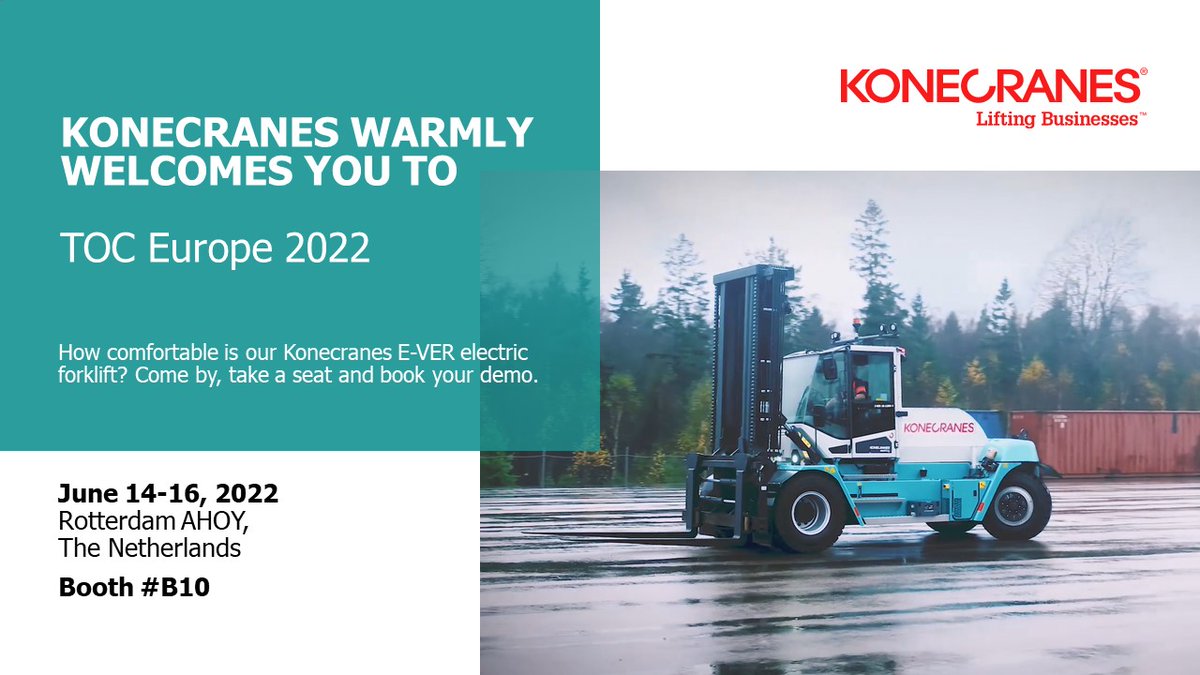 KCLiftTrucks's tweet photo. Meet us again at AHOY in #Rotterdam, in less than 3 weeks. We're almost ready.
#TOCEurope is soon on again. Get connected and join us at booth #B10. Get ready for some special welcoming 😉
Register for free now! https://t.co/Pm0UXVF0hm
#kclifttrucks #konecranes #ecolifting https://t.co/kaKHsJDBy4