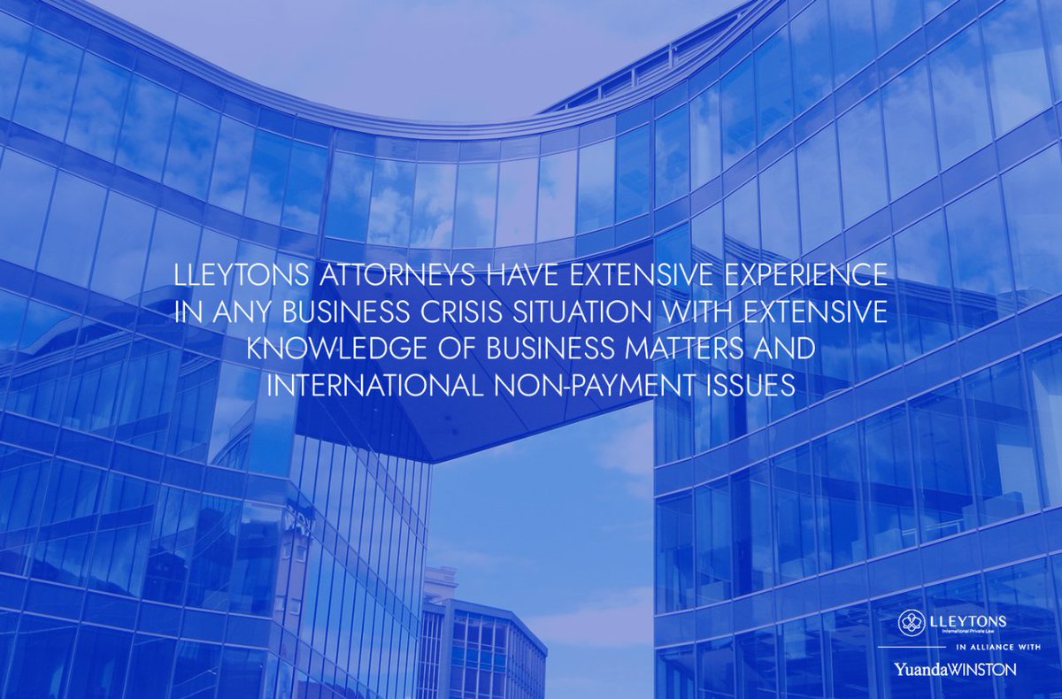 LleytonsLawFirm's tweet photo. In Lleytons we take into account that any commercial operation has its risks, being the risk of non-payment the one that generates the greatest fear among our clients.

Find out more information here: https://t.co/Aeyr93q6Xh
#law #international #insolvency https://t.co/3zUNh4tJhn
