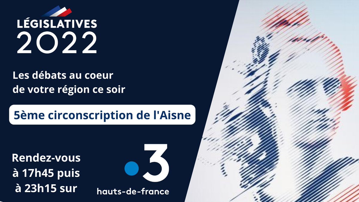 📺 Ce soir retrouvez <a href="/MickaelGuiho/">Mickaël Guiho</a> et ses invités pour le nouveau débat en vue des élections #legislatives2022   sur <a href="/F3Picardie/">France 3 Picardie</a>
 #circo0205
 ⏰ à 17h45 puis 23h15
✅ @JeanneRoussel2  
✅ <a href="/SebastienEugene/">Sébastien Eugène</a> 
✅ <a href="/JocelynDessigny/">Jocelyn DESSIGNY</a> 
✅ @stéphanefrère 
✅ <a href="/GilquinJade/">Gilquin Jade</a>
