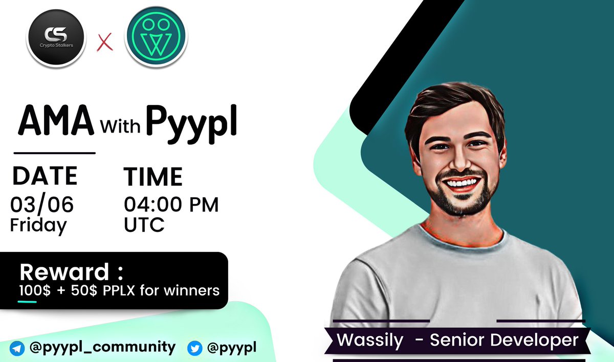 Zain_Onchain's tweet photo. 📢 We're thrilled to announce our next #AMA with @pyypl on 3rd June at 4:00 PM UTC

💰 Reward Pool: 100$ + 50$ PPLX
📍 Venue: https://t.co/i30P1fX6MO
〽️ Rules:
✅ Follow @StalkersCrypto &amp; @pyypl 
✅ Like &amp; RT
✅ Comment Questions &amp; Tag 3 Friends with BEP20 address https://t.co/0l9kxoRxNG