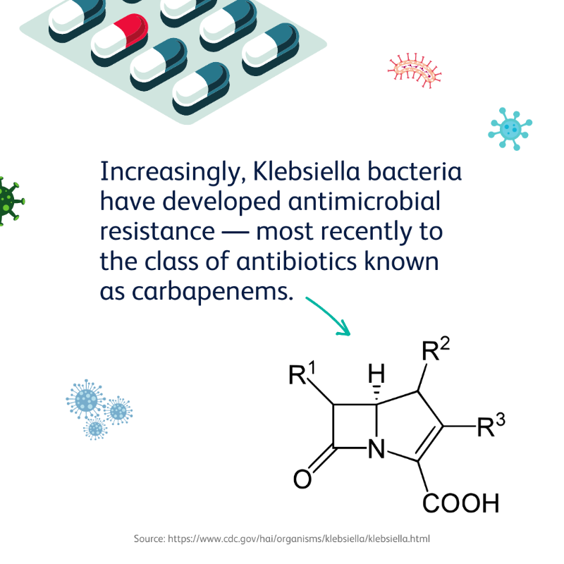 AMResistance's tweet photo. Klebsiella pneumoniae is a type of bacteria that has developed antimicrobial resistance — most recently to the class of antibiotics known as carbapenems.

Scroll through the images to learn more about this germ and how you can protect yourself.

🔷 #AMResistanceFighters