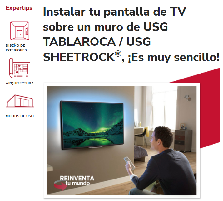 USGLatam's tweet photo. La resistencia de los muros USG TABLAROCA®
/SHEETROCK® ha sido puesta a prueba muchas veces, demostrando ser tan resistentes que una pantalla plana puede ser colocada sobre ellos. Conoce cómo hacerlo en este #ExperTip: https://t.co/dp7ciquRMr https://t.co/z1CbP3543p