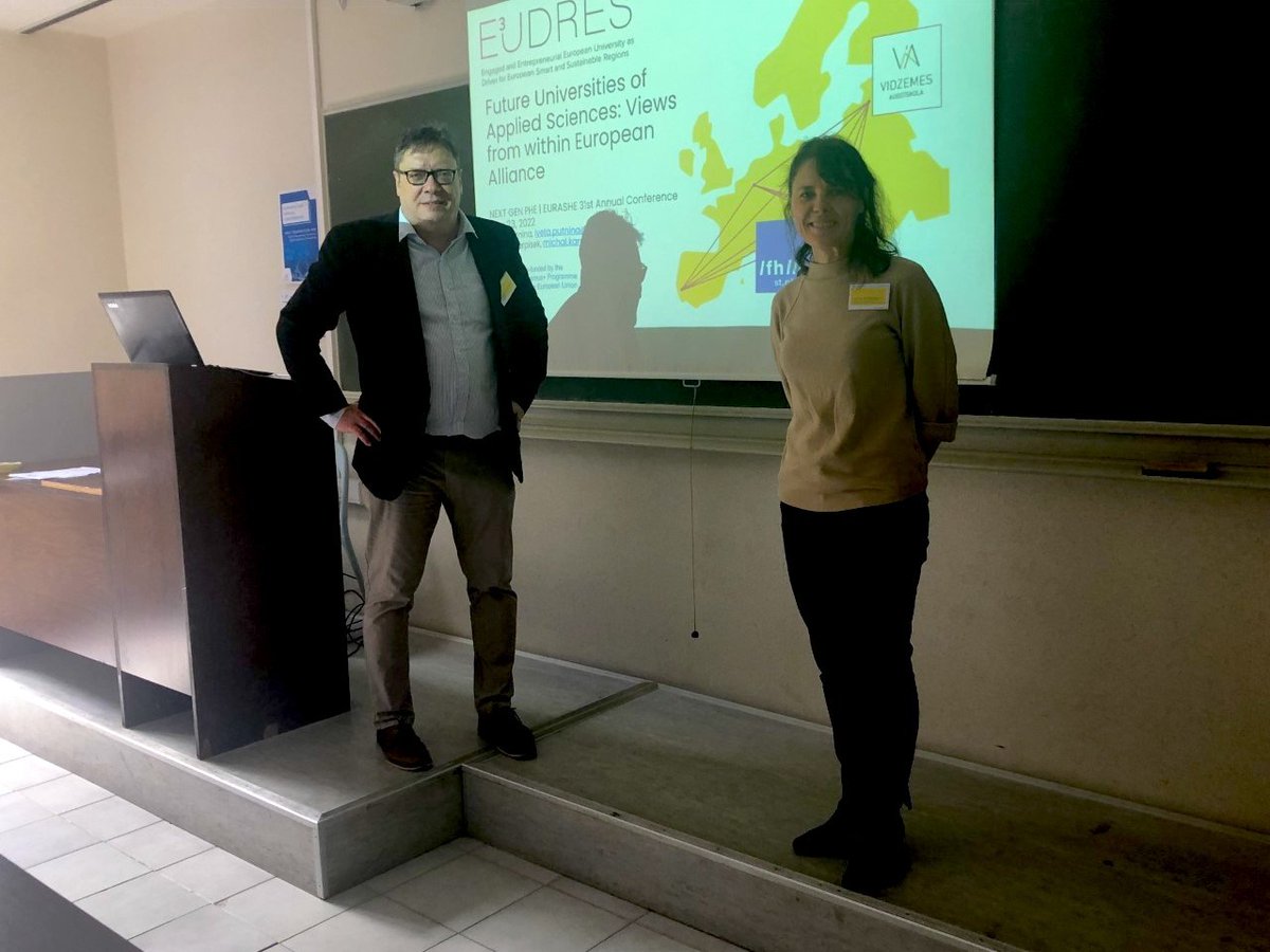 This week <a href="/ViA_eng/">Vidzeme University</a> vice-rector Iveta Putniņa were presenting future universities of applied sciences, its key priorities and European University E³UDRES² experience at the conference organised by the European Association of Institutions in Higher Education EURASHE, in Brussels 🇪🇺