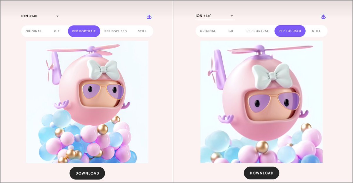 Update: Ions, thank you for your feedback. You can now download your IO PFP in a regular portrait version or a zoomed-in focus version.😍