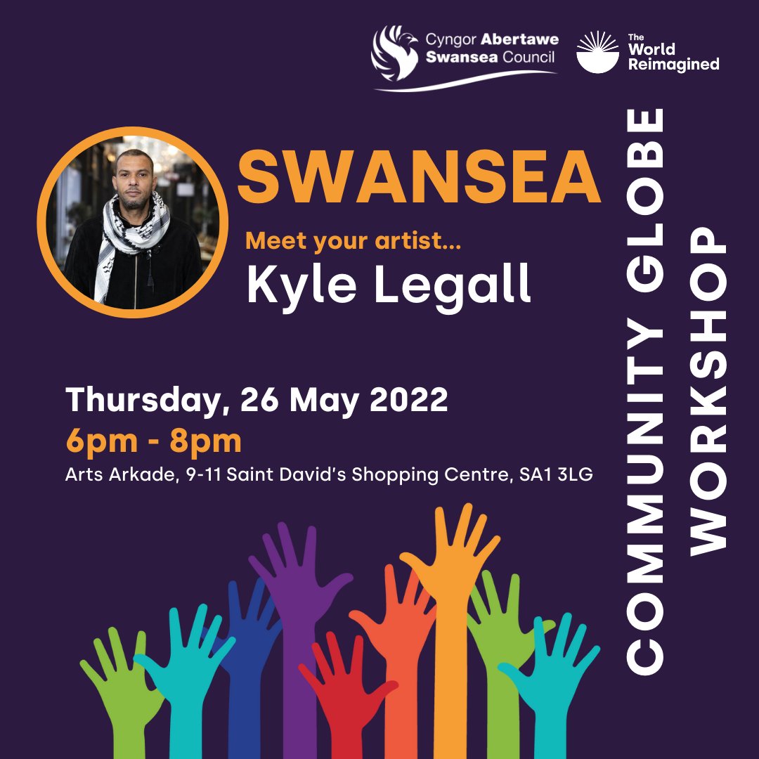 TWR__org's tweet image. #Swansea | don't forget tomorrow you get to meet your fabulous Community Globe artist @kylelegall who is going to be designing the globe with YOUR help. Join @CleoDanceBaton and Kyle tomorrow:

#TheWorldReimaginedSwansea

📌Arts Arkade, SA1 3LG, 6-8pm
🎫theworldreimagined.typeform.com/SwaInspireMay