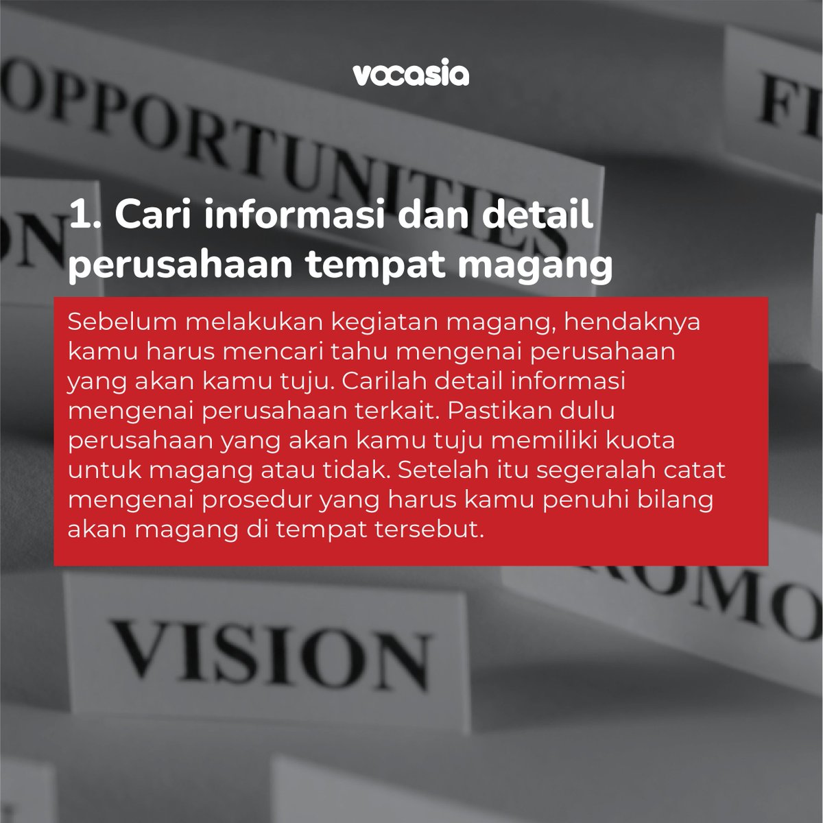 Vocasia_ID's tweet photo. Magang adalah periode yang memberikan pengalaman kerja kepada kalian.Tidak sedikit hal yang harus diperhatikan dan dipertimbangkan sebelum kalian menjalani magang pada perusahaan
#magang #magangmerdeka #mbkm #tips #internship #tipsmagang #tipskerja #kursus #kursusonline #vocasia https://t.co/NGudXlzpww