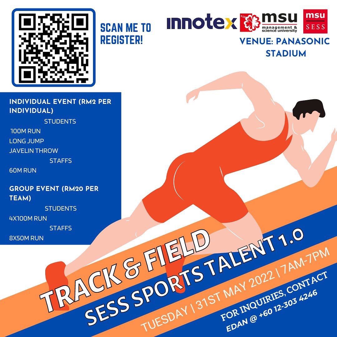 MsumalaysiaS's tweet photo. Calling ALL SESSians to join the sports. Register NOW!
#msumalaysia #sessmsu #sesssportstalent #innotex #teachersday https://t.co/RN8lz2YUnj