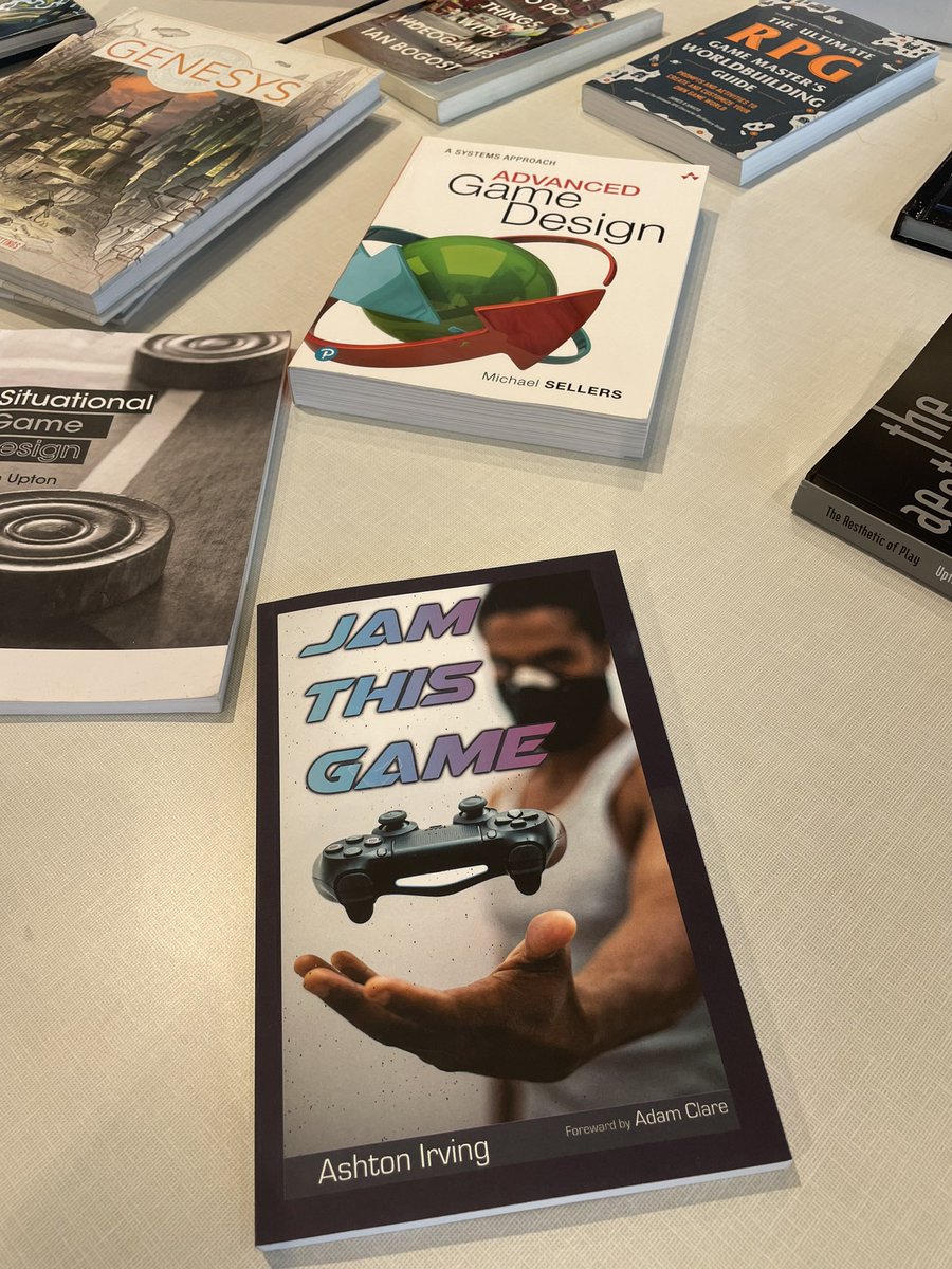 At a game design workshop and look what book made it to the table of knowledge! <a href="/JamThisGame/">Jam This Game</a>