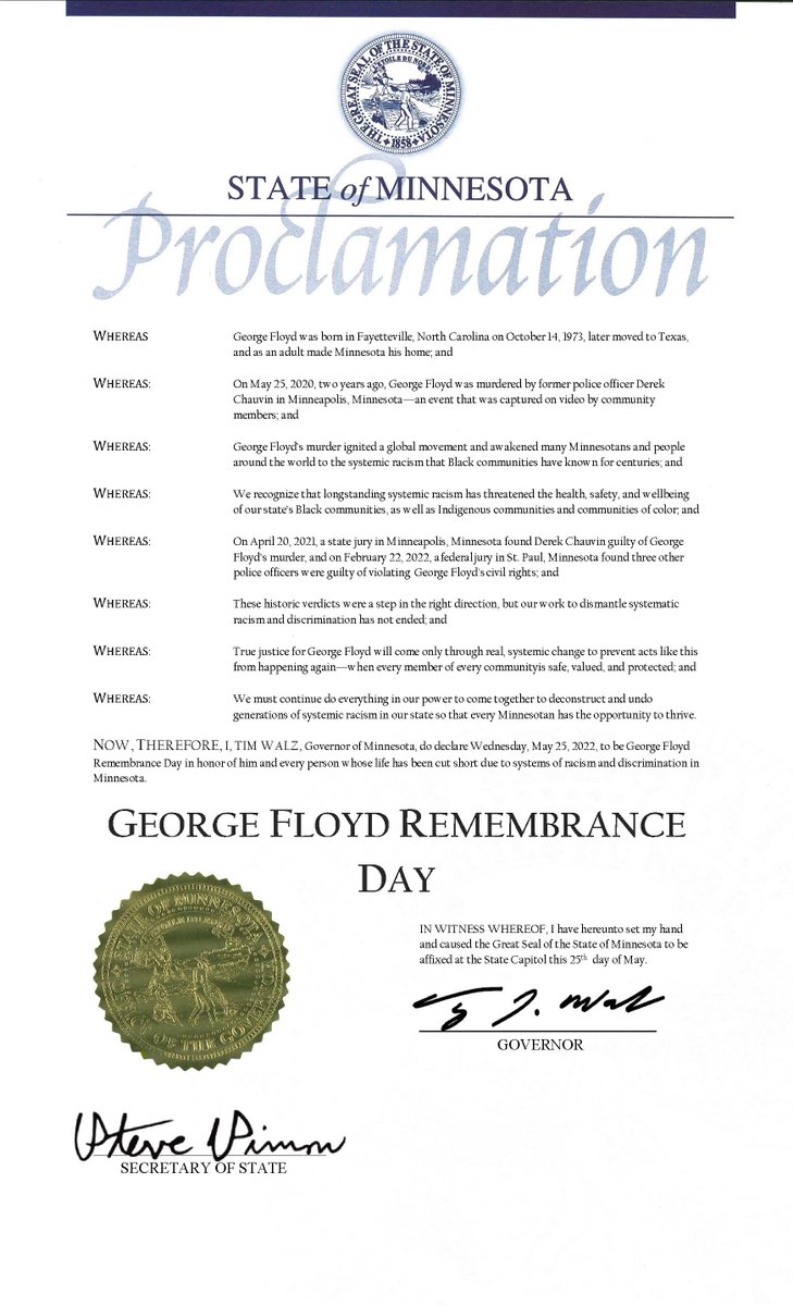Today is George Floyd Remembrance Day in the state of Minnesota. True justice for George Floyd will come only through real, systemic change.