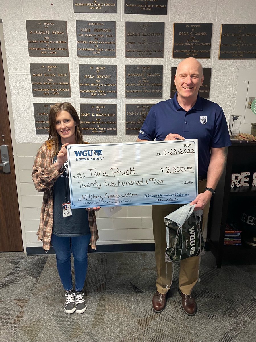 Congratulations to Tara Pruett, a Paraprofessional at Reese Education Center, on receiving a scholarship from Western Governors University.