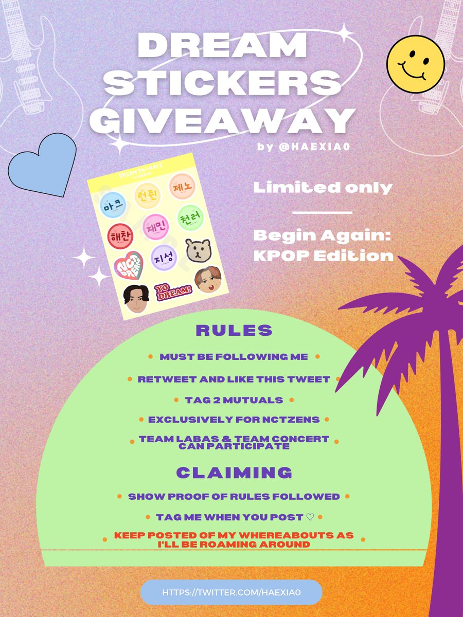 🌞 DREAM STICKERS GIVEAWAY by HAEXIA0 🌞

To commemorate NCT DREAM coming back here in Manila for #BeginAgain_KPOP concert, I'll be giving away sticker sheets!

See photos for details (say hi to my haexiao doodle)! See you soon, filozens and sunflowers! 🌻
