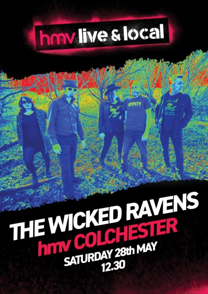 If you would love to star in a promo video 🎥🎥for <a href="/TheWickedRavens/">The Wicked Ravens</a> that is being filmed for the band make sure your here at 12.30 for their #hmvlivendlocal performance this Saturday 🎥🎥🎵💙🎵💙🎸🎤🥁 Who is gonna be caught on film bouncing around at the front of the stage 🤘🤘