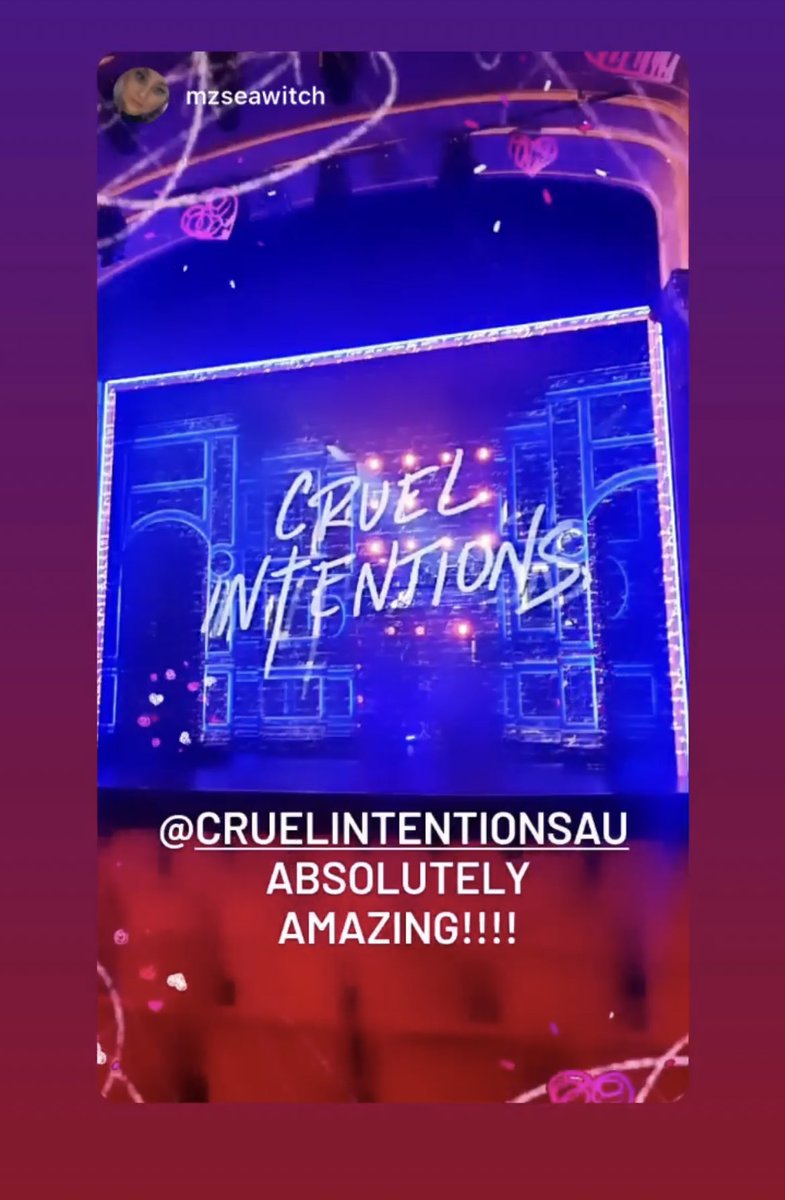 We’re impressed; we’re in love. Happy previews to our fellow sinners and saints down under!! #CruelIntentionsMusical